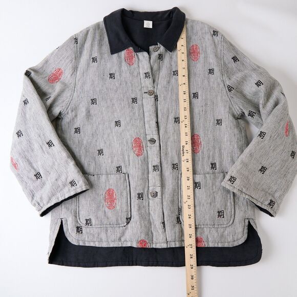 Wildroot Womens L Reversible Linen Silk Jacket & Top Set Lagenlook Embroidered - Picture 6 of 16